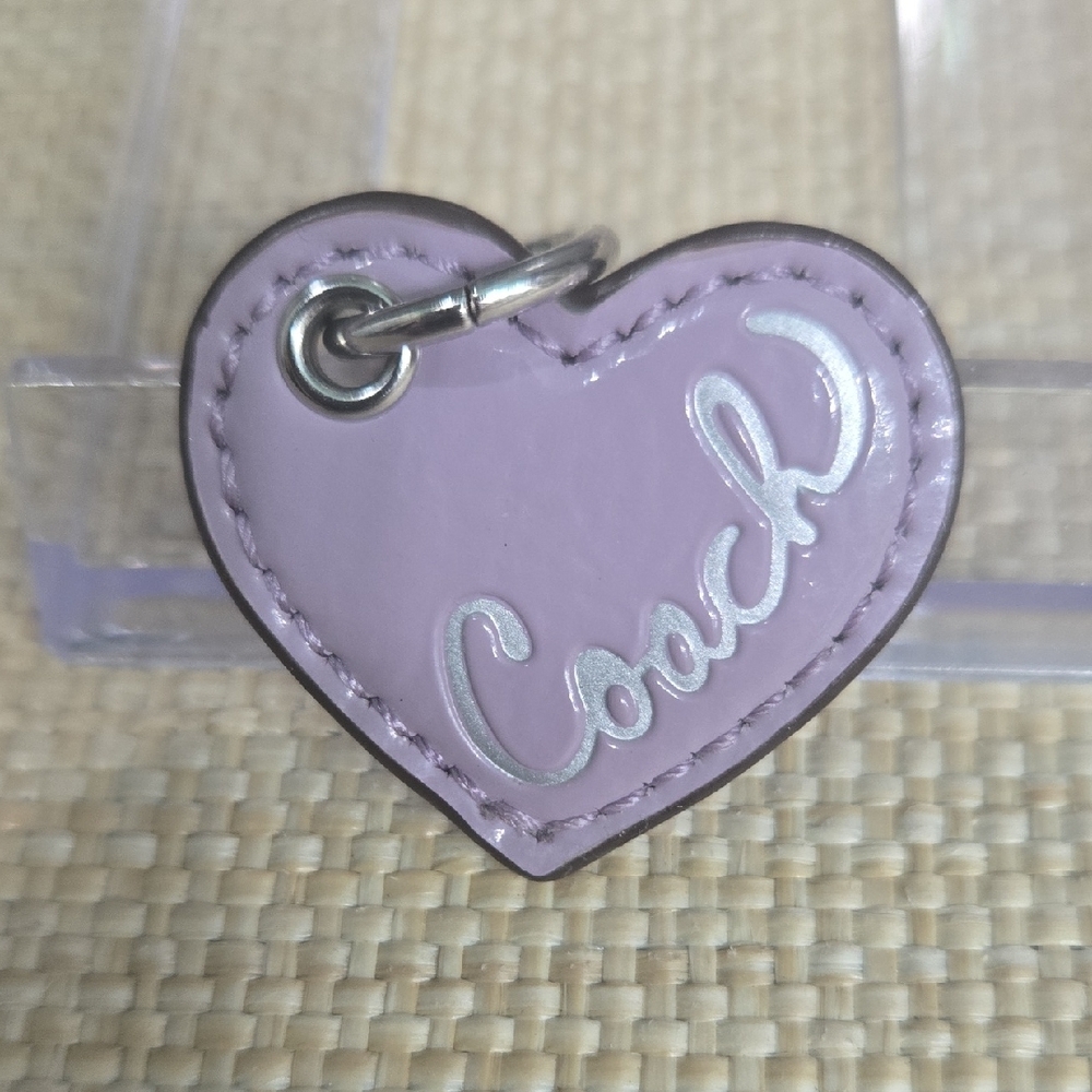 Coach Lavender Heart Leather Charm with Silver Script - Picture 2 of 3